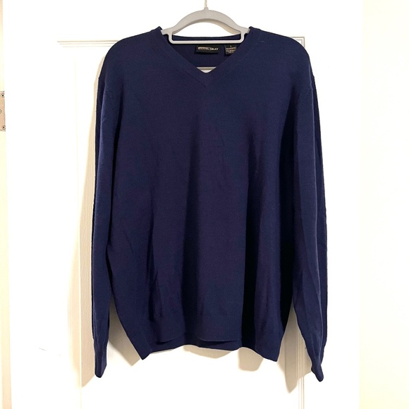 Daniel Gray Men's Navy Blue Merino Wall V Neck - Size L - Picture 1 of 4